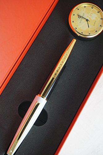 Sheaffer Limited Series Taranis Stormy White Feat with 22KT Gold appointments Ballpoint Pen and Gold Sheaffer Desk Clock .Corporate Gift