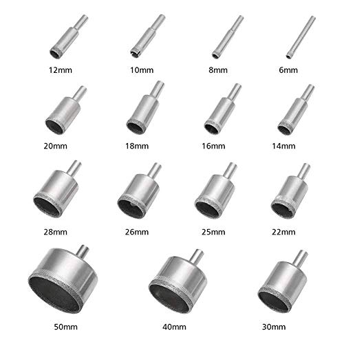 image for 3 otters 15Piece Diamond Hole Saw Kit, (6mm-50mm / 1/4