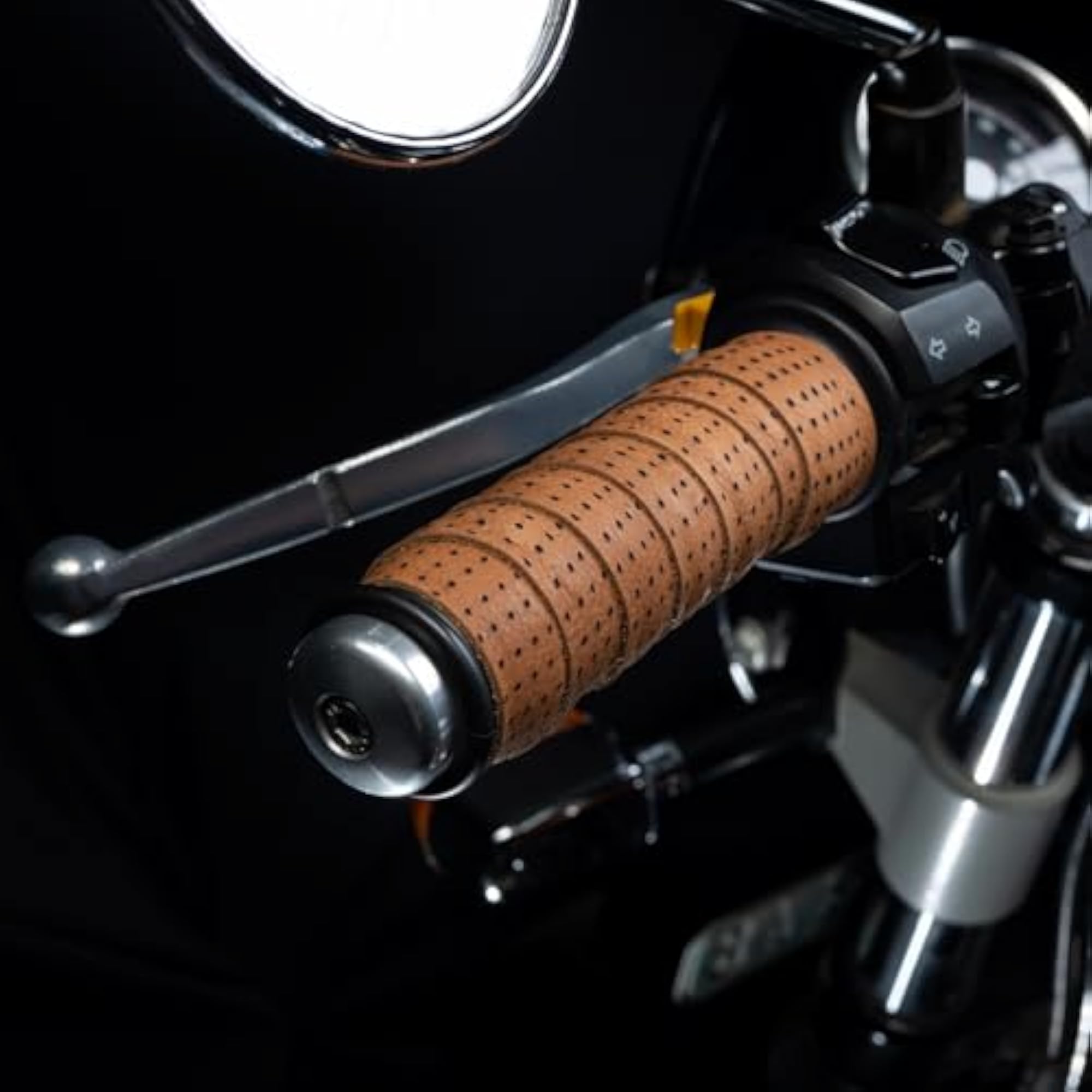 Perforated Motorcycle Handlebar Leather Grip Wraps