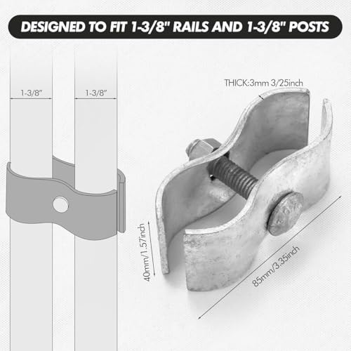 Image of 12 Set Chain Link Fence Parts 1-3 /8 inch Dog Kennel Panel Clamps Galvanized Chain Link Fence Clamps for Pipe Panel Frames Effortless to Install Resistant to Rust and Corrosion