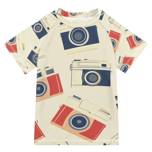 Jucciaco Boys Swing Shirts Camera Picture Novelty Rashguard Short Sleeve Kids T-Shirts Sun UPF 50+ Multicoloured