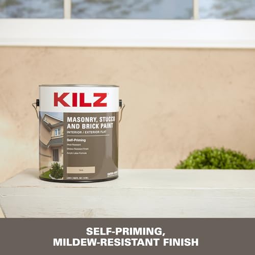 KILZ Self-Priming Masonry, Stucco and Brick Paint, Interior/Exterior, Flat, Tan, 1 Gallon by KILZ - Image 5