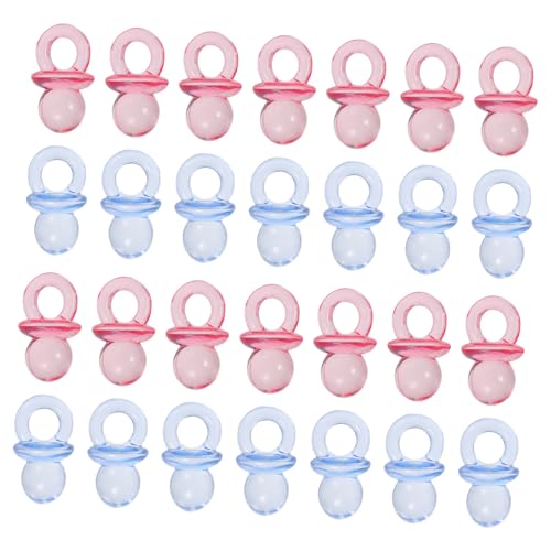 SOPOTUTU 100 piezas Unidades Mini Chupetes de Acrílico Transparente Azul y Rosa para Decoración Shower Recuerdos Fiesta Bautizo
