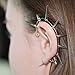 Silver Ear Cuff Handmade Statement Ear Wire Wrap Tribal Ear Climber Modern Punk Earrings No Piercing Spike Ear Cuffs Steampunk Cyberpunk Gothic Gift