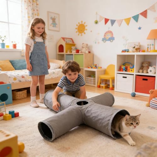 Pasaje para gatitos con pasillo compacto de tela y espacio de arrastre interior 5