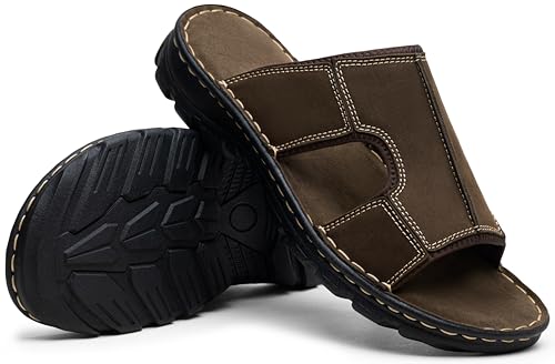 Jousen Sandals for Men Leather Slip on Mens Sandals Outdoor Men's Beach Slide Slippers4