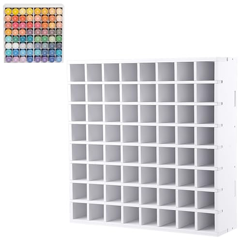 Image of 64 Grids Craft Paint Storage Organizer, Wall-mountable Paints Holder, Stackable Paint Bottle Rack Stand for 2oz Acrylic Craft Paints