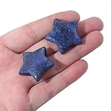 Casaper 1 Inch (30mm) Natural Lapis Lazuli Crsytal Gemstone Carved Mini Star Reiki Healing Worry Energy Pocket Stone Point Stars Pack of 2