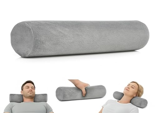 AllSett Health Firm Cervical Neck Roll Memory Foam Pillow, Bolster Pillow, Round Neck Support for Sleeping | Bolster for Bed, Legs, Back and Yoga
