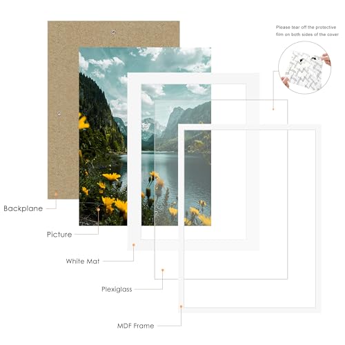 Picrit 20x27 Picture Frame 3 Pack, White Poster Frame, Display Poster 16 x 24 with Mat or 20 x 27 without Mat for Horizontal or Vertical Wall Mounting