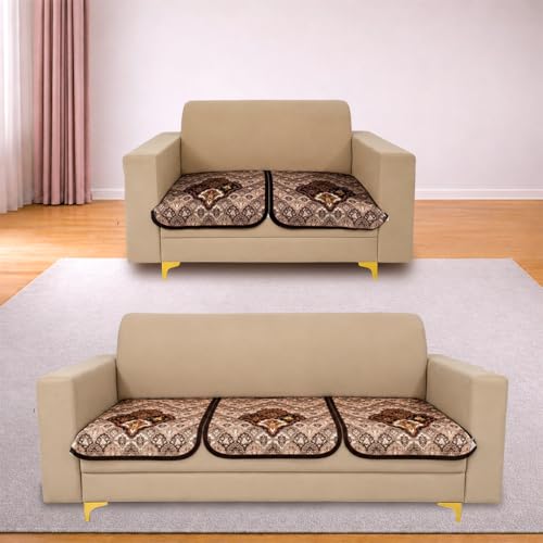 Image of Homerz Premium 'Maharaja Paradise Series' Sofa Cover | Net Fabric Sofa Cover | Washable, Anti-Dust Backed & Wrinkle Resistant Cover (Noor Mahal, 5 (3+2) Seater, Only Seat Cover)