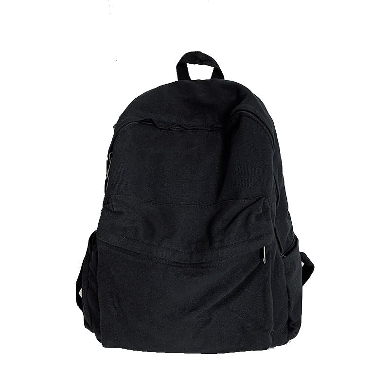 Vintage Y2k Aesthetic Canvas Backpack for Women Men Casual Grunge Laptop Backpack Hippie 2025 Trendy Daypack Rucksack (Black)