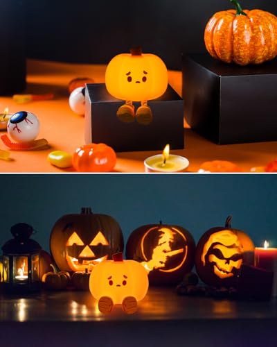 Luditek GL191 Pumpkin Night Light, Cute Led Lamp, Silicone Dimmable Nursery Nightlight For Kids, Silicone Rechargeable Bedside Touch Lamp, Funny Office Desk Halloween Decor thumb #6