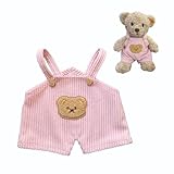 LICHADUOLE 9-12'/30cm Teddy Bear Overalls Plush Animal Costume - Pink Corduroy Romper Bartholomew Bear Clothing（NO Doll）