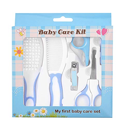 Baby Grooming Kit, 6pcs Baby Health Care Kit Nursery Care Kit Baby Health Care Set Portable, Safety Cutter Baby Nail Kit for Nursing Baby Heath and Grooming(Blue)