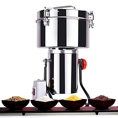 Molino, Molinillo de Cereales, Especias y Hierbas, máquina de harina en Polvo de Acero Inoxidable 304, pulverizador de Alimentos multifunción Comercial para el hogar con Temporizador para maíz