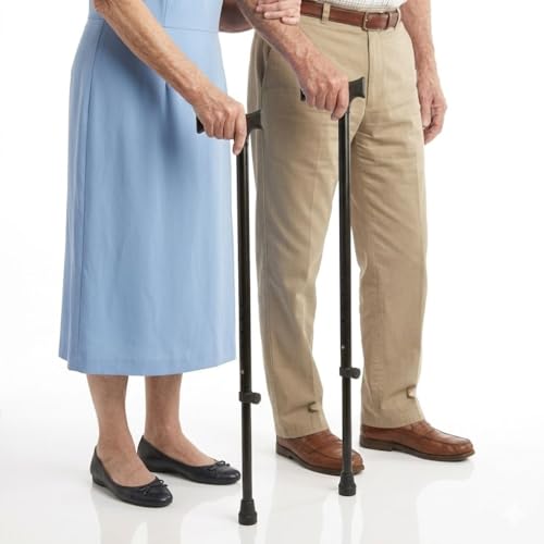 Image of JSB W09 Walking Stick for Men and Women Old People | Walking Aid for Physiotherapy Fracture Support | Lightweight Slip Free Base (Pack of 2) (Black)
