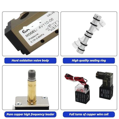 Électrovanne 4V110-06 DC24V à 4 stations avec base aluminium et silencieux