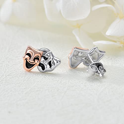 YAFEINI Theatre Gifts Sterling Silver Comedy Tragedy Mask Stud Earrings Face Earrings Drama Masks Jewelry for Women4