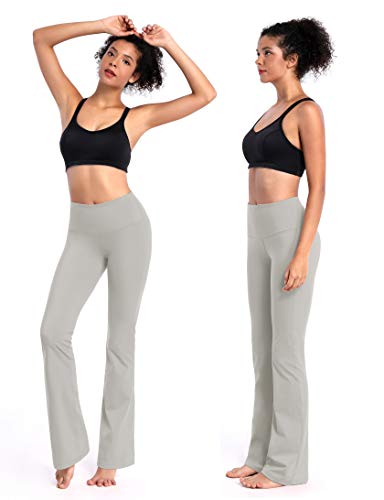 BUBBLELIME 29"/31"/33"/35"/37" 4 Styles Women's High Waist Bootcut Yoga Pants - Basic Nylon_LightGray S-31 Inseam - Thumbnail 3