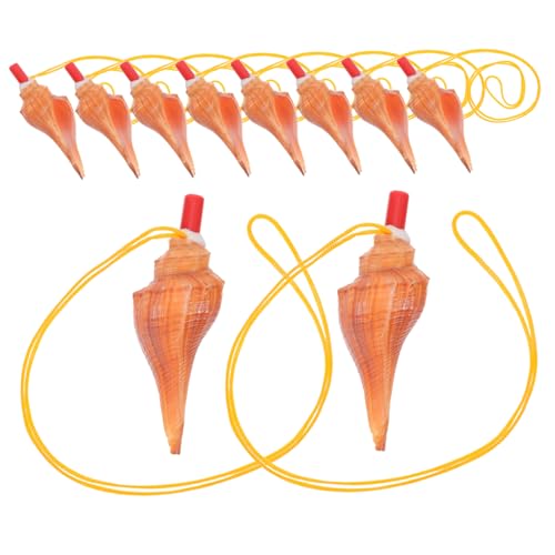 VICASKY 10pcs Conch Shell Horn Whistle Noise Maker For Blowing Conch-shaped Whistle With Lanyard Shell Musical Instrument Party Favor