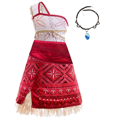 keaiyouhuo Princess Costume for Girls Adventure Outfit Ocean Princess Dress Up Halloween Costumes with Necklace