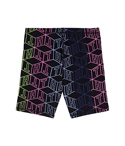 Tommy Hilfiger Girls' Sporty Leggings, Stretchy & Lightweight, Shorts & Full-Length Pants, Deep Black Rainbow, 8-10