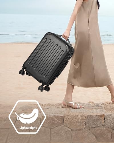 Carry On Luggage 22x14x9 Airline Approved, Hardside Suitcase with Wheels, TSA Approved, Rose Gold2