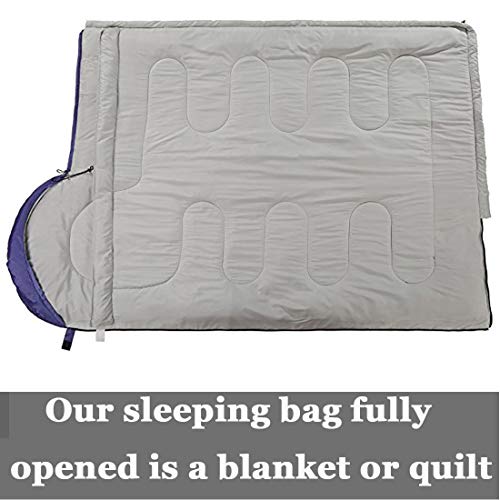 Envelope Sleeping Bag - 4 Seasons Warm Cold Weather Lightweight, Portable, Waterproof Compression Sack for Adults & Kids - Indoor & Outdoor Activities: Traveling, Camping, Backpacking, Hiking, Purple - Thumbnail 4