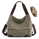 Bolsa Feminina Lona Vintage Bolsa de Ombro Casual (Verde)