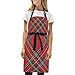 FVFV Trama Motivo Scozzese Scozzese Grembiule Regolabile Grembiuli da Cucina Cuoco con 2 Tasche Donna Uomo Chef Ristorante Cottura Pulizia Domestica