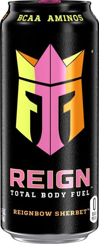 REIGN Total Body Fuel, Reignbow Sherbet Drink, 16 Fl Oz, Black (Pack of 5)