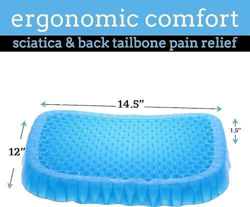 Image of Egg Gel Seat Cushion Ergonomic Breathable Design Pressure Relief Sitter Tailbone Pain Sciatica Pain Back Pain Silicon Seater Cushion Chair Pad with Non-Slip Cover for Home (Pack of 1)