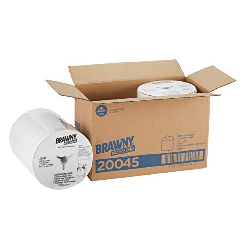 Image of Brawny Professional D300 Disposable Cleaning Towel, Centerpull Roll Bucket Refill by GP PRO (Georgia-Pacific), 20045, White (2 Rolls, 300 Towels per Roll)