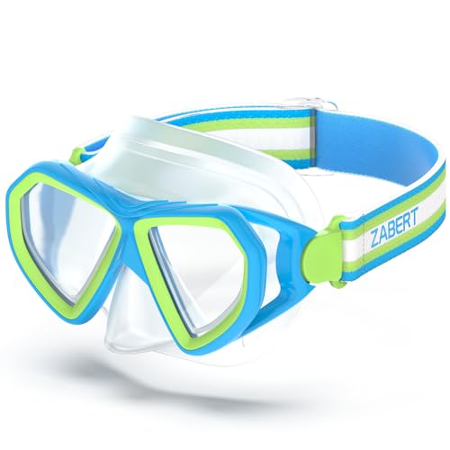ZABERT M7 Kinder Taucherbrille,Kinder Schwimmbrille für 6-14 Jahre Jungen, Kind Schnorchelmaske Tauchmaske Kid Tauchermaske Schwimmmaske Blau Grün