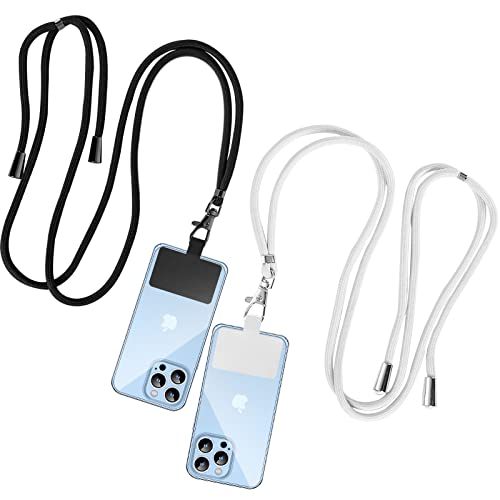 PANSYFEN 2 Stk Universal Handykette Lanyard Verstellbarer Handygurt Handy Schnur Ohne Hülle mit Polstern Universal Tragegurt Schulterriemen Kompatibel mit Den Meisten Smartphones (Schwarz und Weiß)