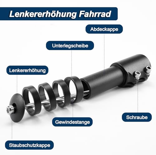 Aohcae Lenkererhöhung Fahrrad, Fahrradlenker Erhöhung Lenker Erhöhung Vorbau Lenkerverlängerung Fahrrad Gabelschaftverlängerung MTB Lenkererhöhung Lenkererhöhung E-bike mit Sechskantschlüssel