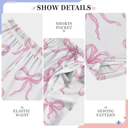 Pajama Bottoms, Pink Bow Watercolor Pajamas Pant Sleep Long Pants Lounge Wear Sleepwear Soft Pjs4