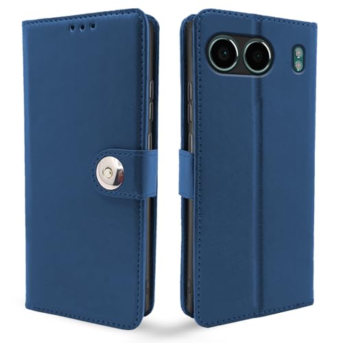 Image of Pikkme Flip Cover Leather Finish | Inside TPU with Card Pockets | Wallet Stand and Shock Proof | Complete Protection Button Flip Case for OnePlus Nord 4 5G (Blue)