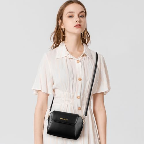 Small Crossbody Bags for Women Trendy Vegan Leather Shoulder Bag Ladies Black Purses with Adjustable Shoulder Strap2