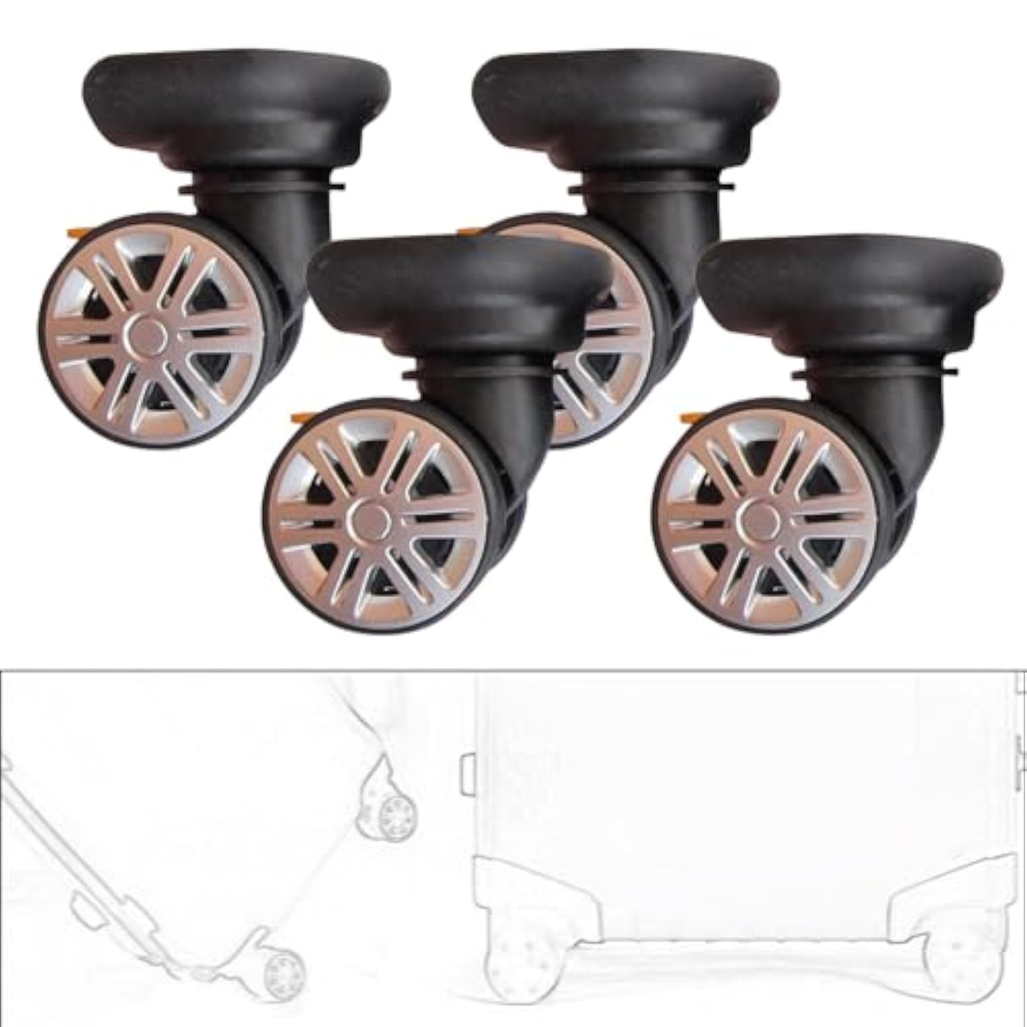 4Pcs Silent Suitcase Swivel Wheels for Carts