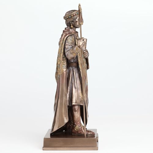 Estatua de Justiniano I en resina con acabado bronce 10.25 pulg miniatura 3