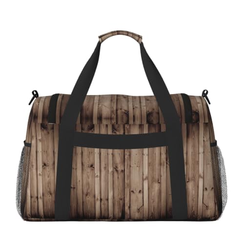Bolsa de viaje de grano de madera grande y plegable con tejido impermeable para el gimnasio 2