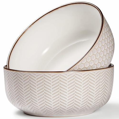 Opiniones y reviews de Ensaladeras favoritos de las personas. 40 KooK - Ensaladera de cerámica, cuencos de cocina grandes en relieve, para servir pasta, sopa, frutas, microondas y lavaplatos, crema con detalles de cobre oscuro, juego de 2, 67...