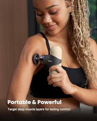 RENPHO Mini Thermal Pistola de Masaje con Función de Calor, Mini Massage Gun Masajeador Portátil de Moda, con Fundas de Silicona de Colores, con Bolsa de Transporte, para Masaje Muscular