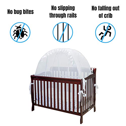 Houseables Baby Crib Safety Net, Mosquito Babies Bed Netting Tent Babies, White, 48" X 26" X 57", Mesh, Toddler Pack N Play Canopy, Pop up Protection for Infants, Sleeping Beds, Insect Bumper Cover