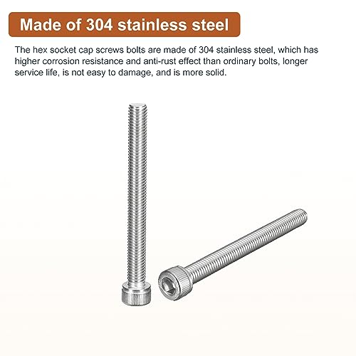 DTGN M8x100mm Socket Head Cap Screws Bolts, 5Pcs 304 Stainless Steel 18-8, Metric Machine Hex Socket Screw, Hex Drive - Image 3