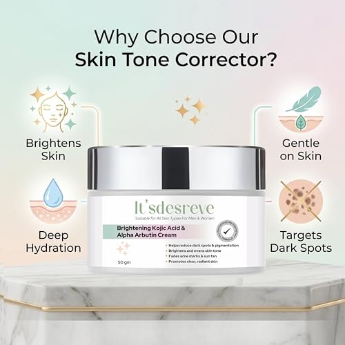 Image of Kojic Acid Cream for Dark Spots, Pigmentation, Melasma & Acne Marks Removal with Alpha Arbutin | Skin Brightening Cream for Men & Women | Uneven Skin Tone Corrector 50g