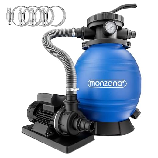 MONZANA® Sandfilteranlage SF12K 10.200L/h bis 35.000L Pool Selbstansaugend 400 Watt 2in1 Adapter Ø32-38mm 7Wege Ventil Sandfilterpumpe Poolfilter