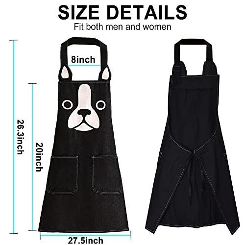Kimchomerse Kitchen Apron With Cute Dog Pattern And 2 Front Pockets, Durable Denim Cloth Apron For Women And Men, Washable Apron Fits For Cooking Grilling Bbq Chef -Black #TOP1